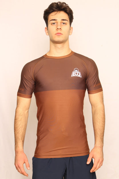 BROWN RANKED RASH GUARD