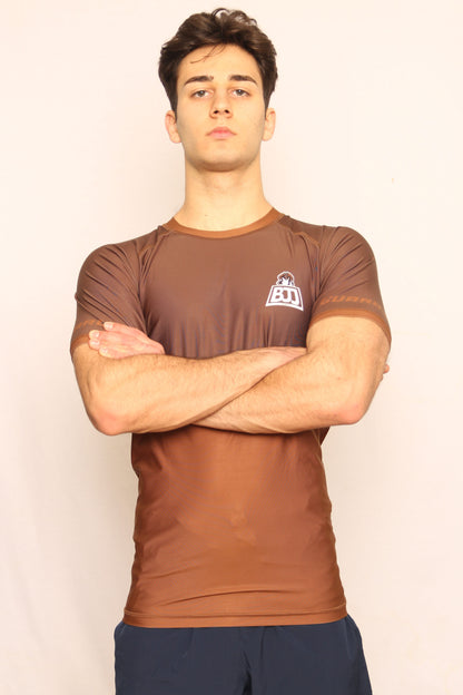 BROWN RANKED RASH GUARD